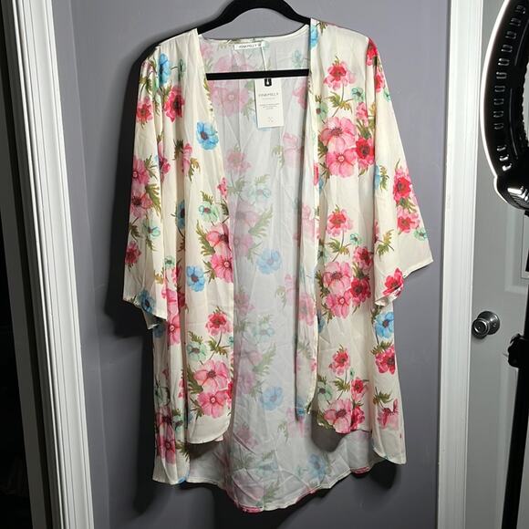 Pink Milly Floral Open Kimono Size Medium - Picture 2 of 8